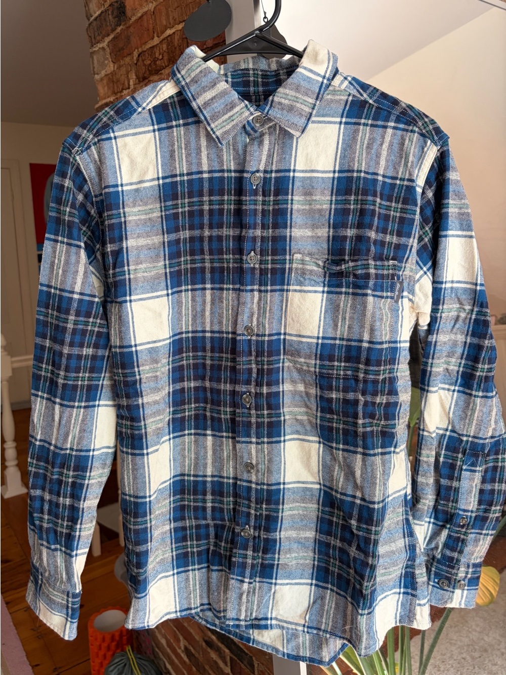 Eddie Bauer Men's Blue Plaid Button-Up Shirt